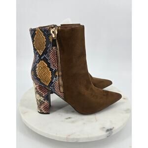 Bamboo Faux Suede and Snake Skin Boots